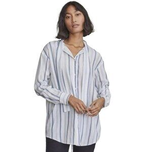 Elizabeth and James Women's Long Sleeve Pullover Tunic Blue Striped Size L